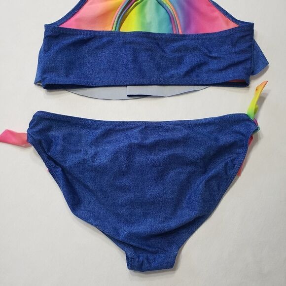 Nation Blue & Rainbow Crossed Braided Strap 2-pc Bikini Set Sz XL (14-16) - Picture 6 of 14